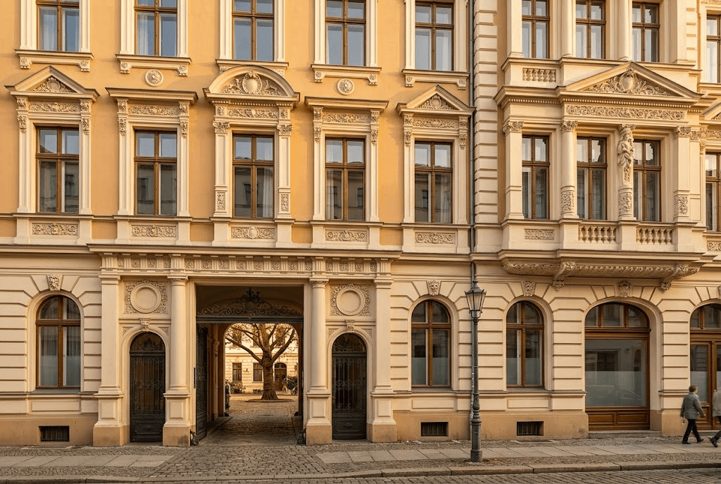 Denkmalgeschütztes Gebäude, Außengerät unsichtbar von der Straße aus