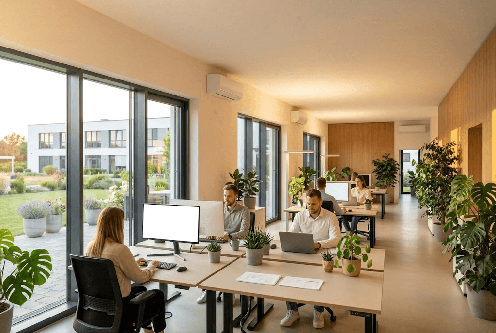 Büroetage mit unauffällig integriertem Klimaanlagen-Innengerät