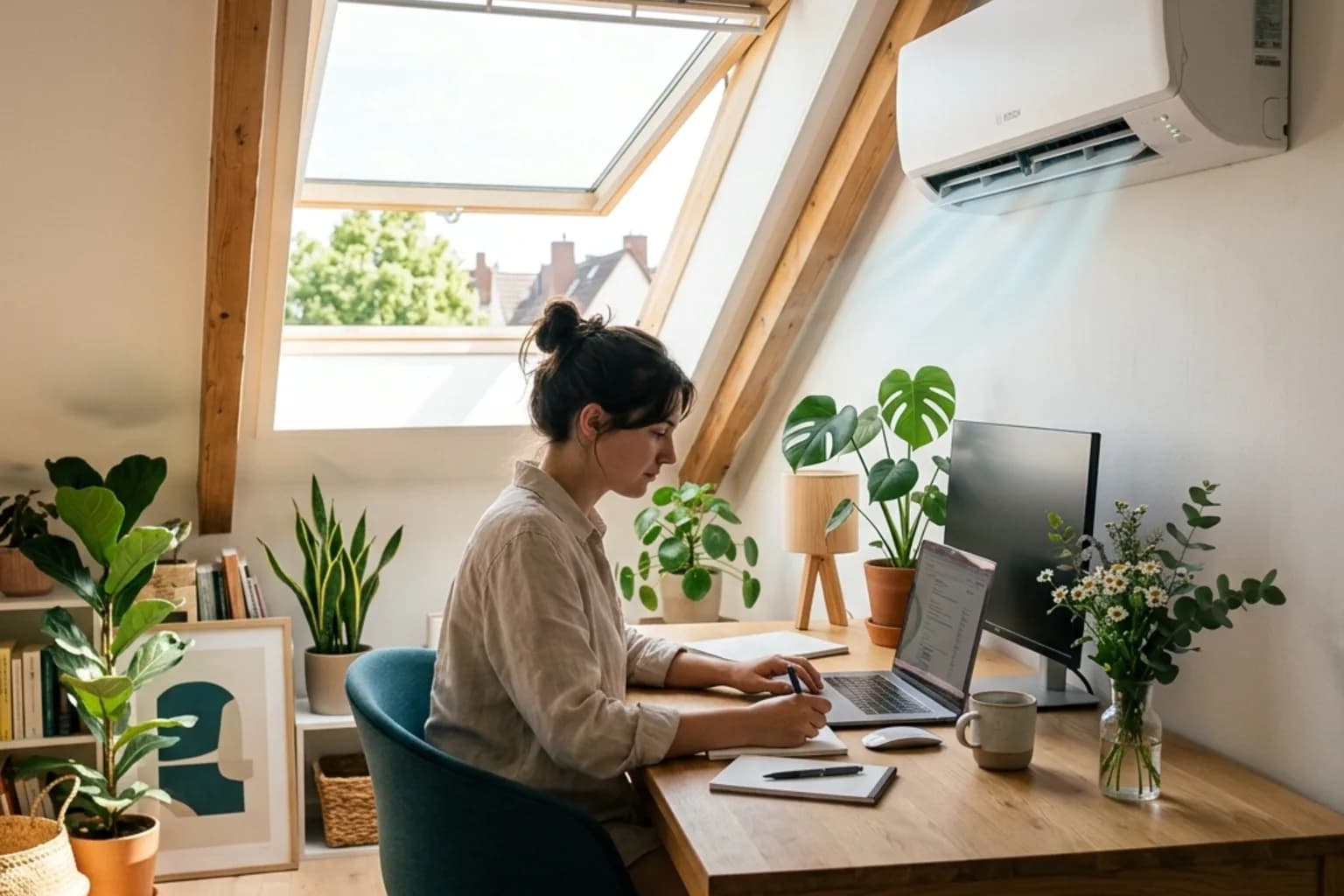 Homeoffice, angenehm temperiert durch eine effiziente Klimaanlage